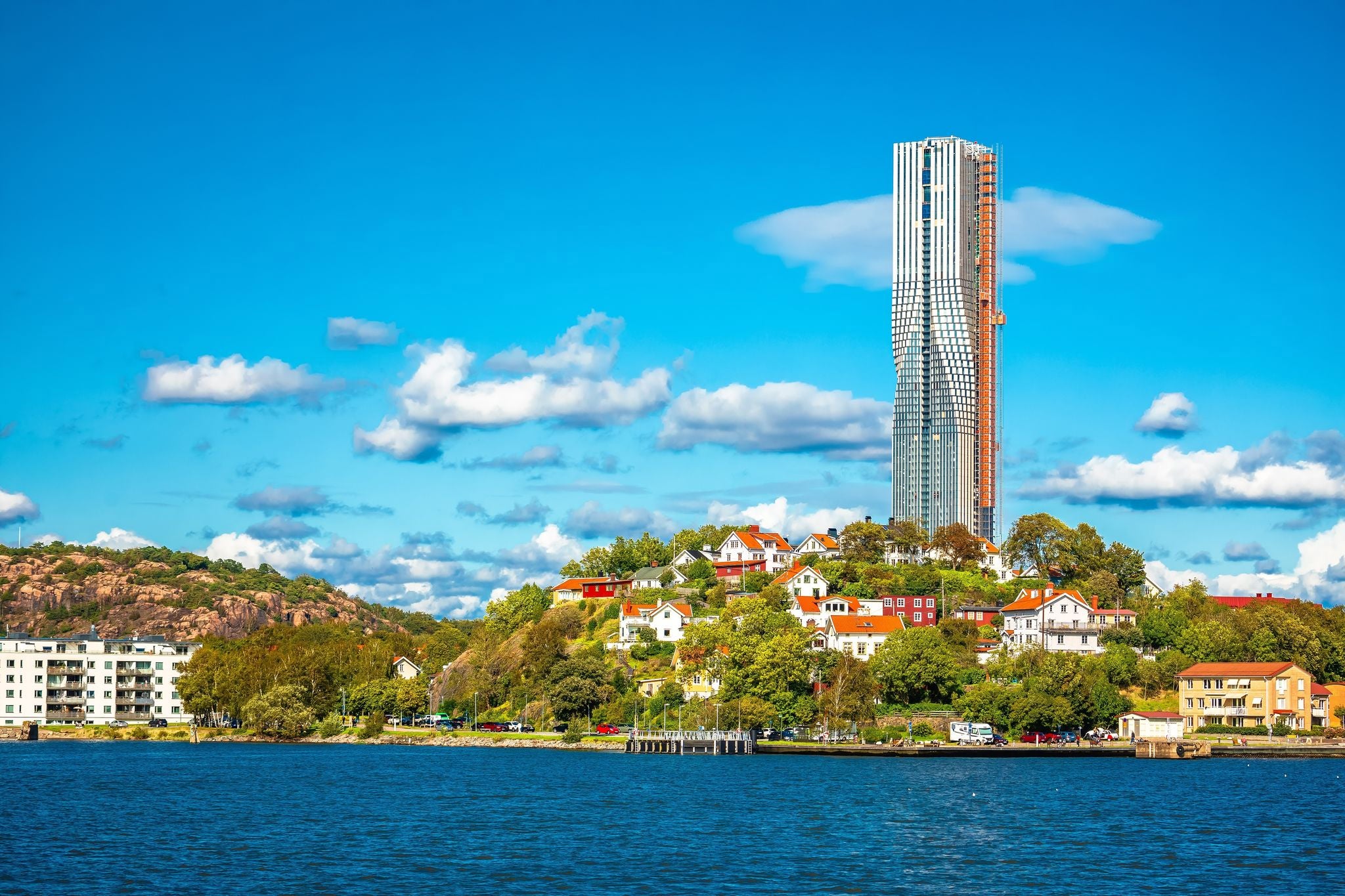 Beautiful aerial panoramic view of the Malmo city in Sweden.