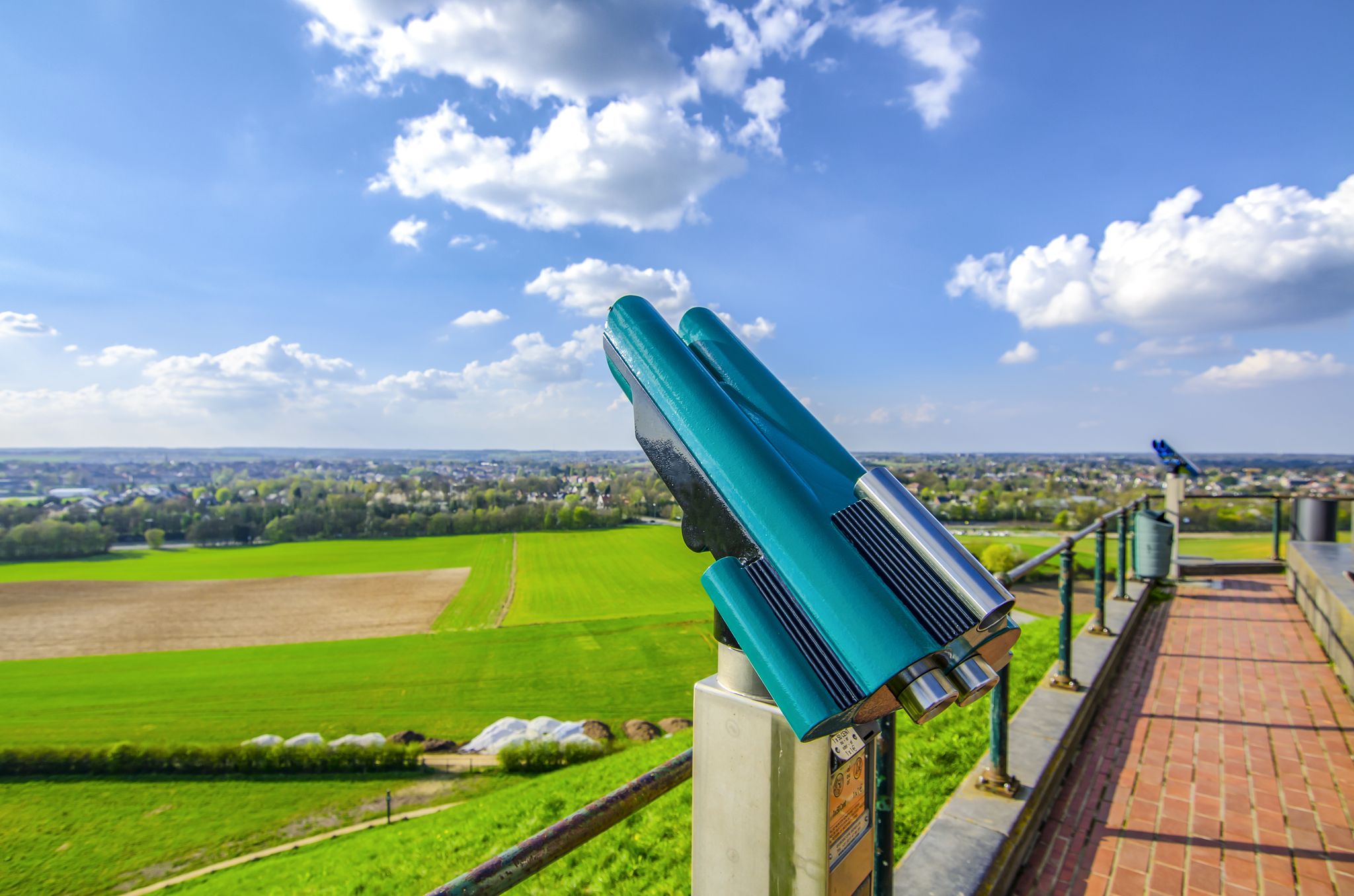 Photo of panoramic view of the telescope on the battlefield of Waterloo, Belgium.