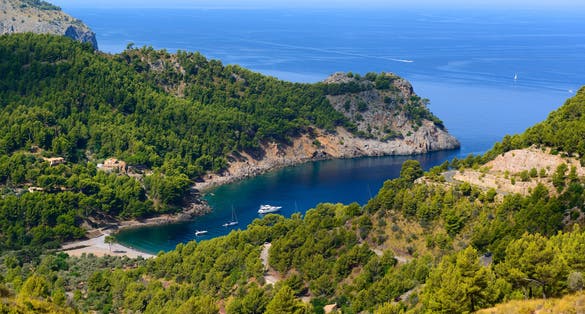 Beautiful view of the bay of Cala Tuent. Majorca. Balearic Islands. Spain