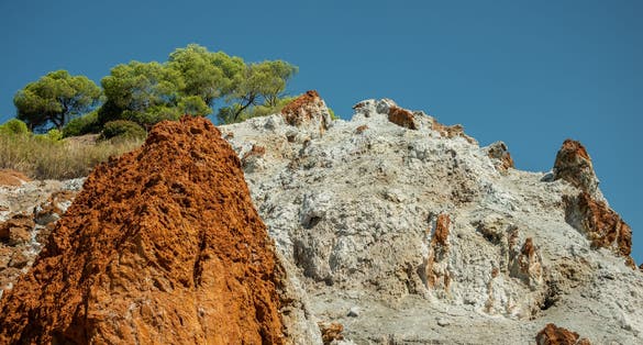 photo of view of Sousaki is an extinct volcano and modern solfatara field in northeastern Corinthia, Greece, at the northwest end of the Aegean volcanic arc.,Loutraki greece.
