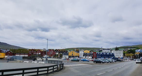 photo of view of Road and colorful houses in the district at Fredericia, Denmark.