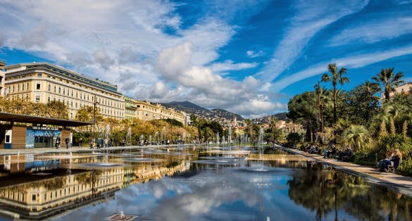 photo of Promenade du Paillon at morning in Nice, France.
