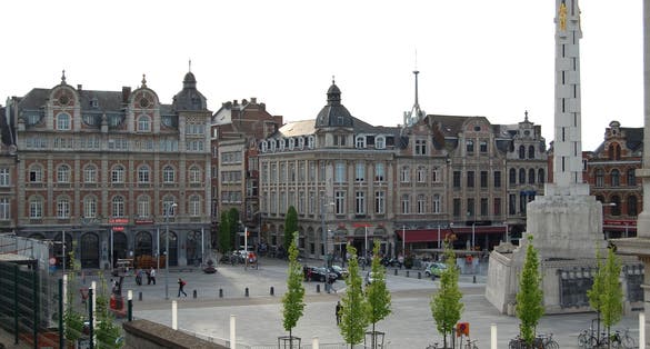 Photo of Martyrs' square in Leuven, Belgium, view from train station.