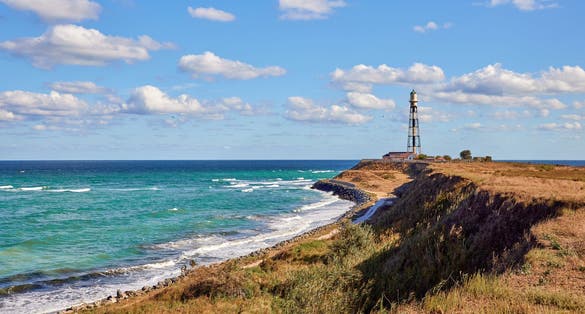 Amazing summer nature landscape on the Black sea coast at Tuzla beach, Romania