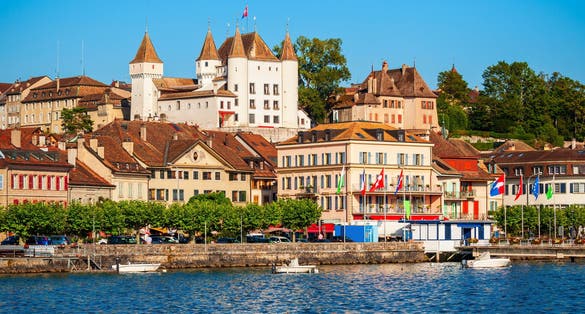 photo of Medieval castle in Nyon, it is a town on the shores of Lake Geneva in the canton of Vaud in Switzerland.