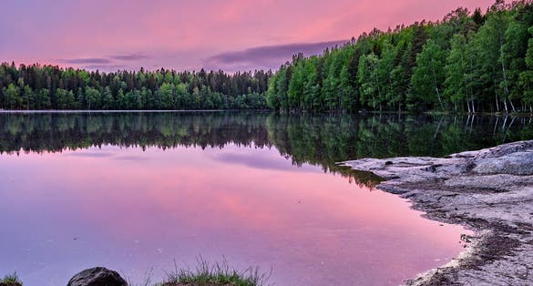 Photo of beautiful Finnish lake landscape in Tampere, Finland.