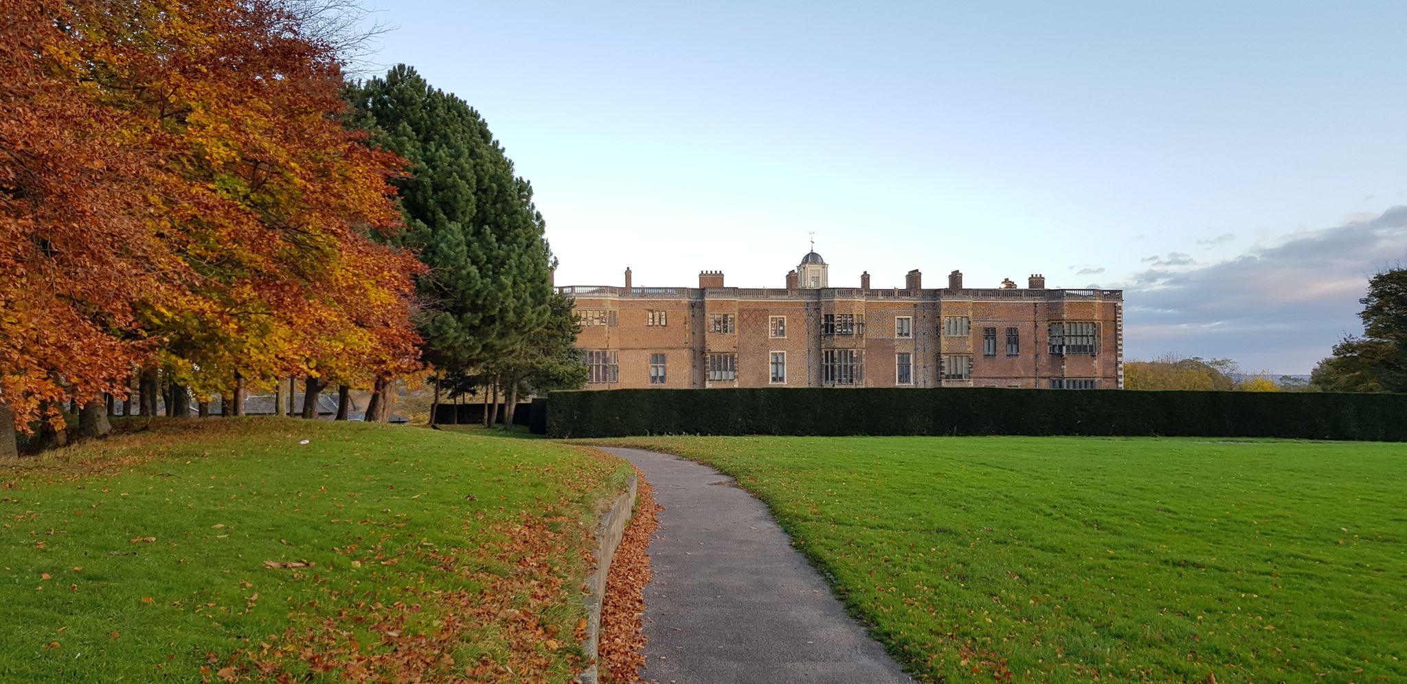 Photo of side view of Temple Newsam in Leeds, West Yorkshire, England.