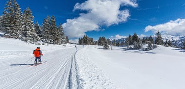 photo of aerial panoramic view of Oberstorf in Winter with snow in Bavaria, Germany.