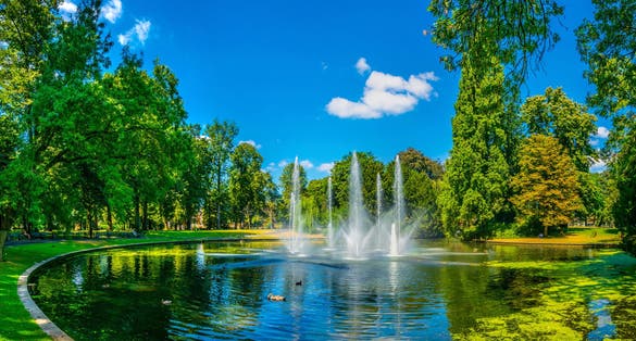 photo of view of Fountain at the Valkenberg park in Breda, Netherlands.