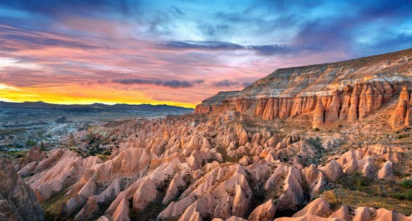 Photo of beautiful mountains and Red valley at sunset, Nevsehir.