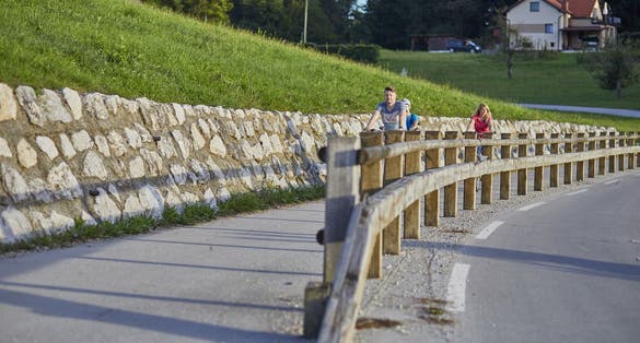 The people riding bicycles through a road in the Celje municipality in Slovenia