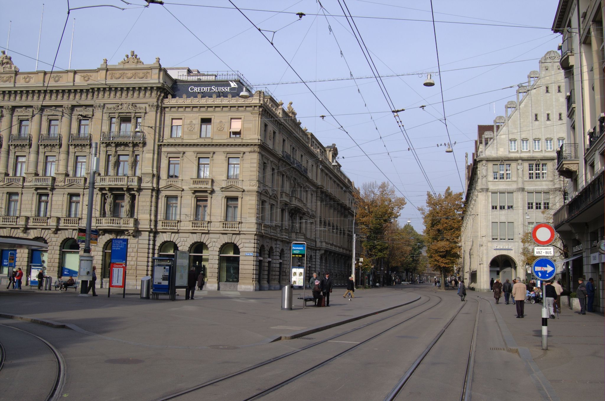 photo of banks on "Paradeplatz" and the famous "Bahnhofstrasse" (train station street) in Zurich, Switzerland.