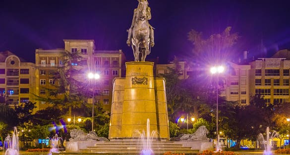 Photo of The Paseo del Espolon ,at night ,Burgos Province ,Spain .
