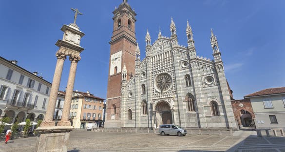 Photo of main square in Monza with cathedral, Italy.