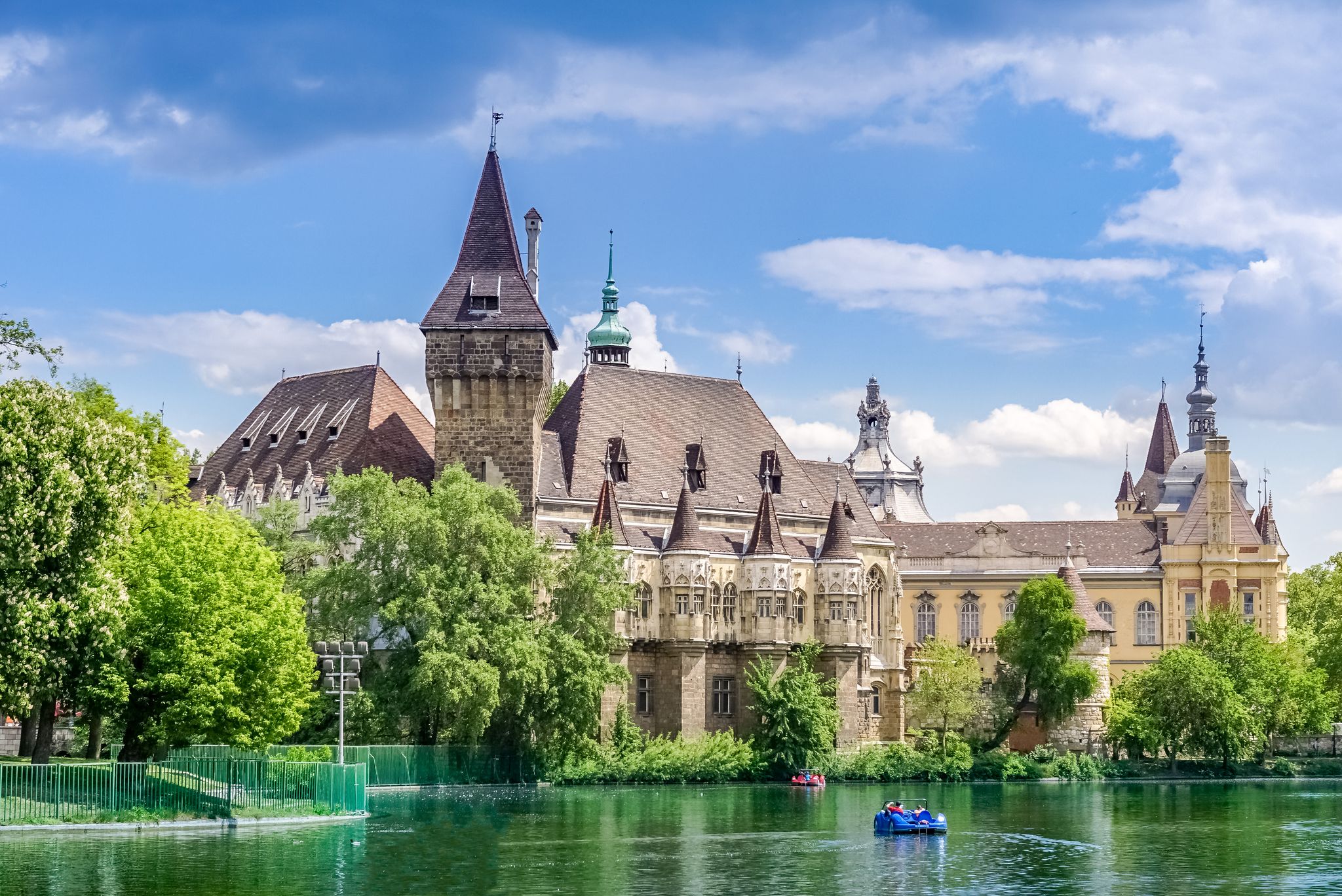 Photo of the famous tourist attraction Vajdahunyad Castle also known as the Dracular castle, Budapest, Hungary.
