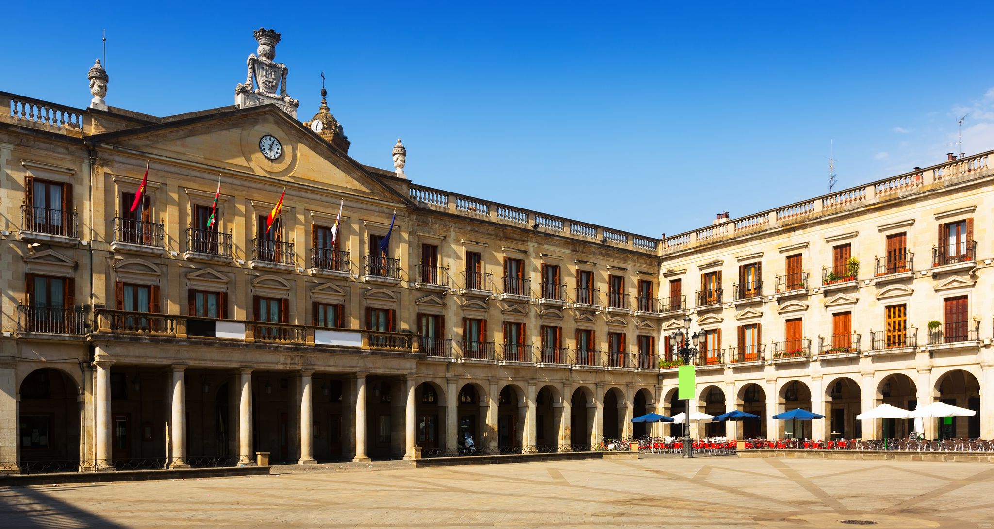 Photo of New Square and city hall. Vitoria-Gasteiz, Spain .