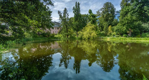 Photo of beautiful University of Tartu Botanical Gardens in Tartu, the second largest city of Estonia.