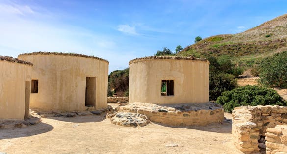 Photo of the Neolithic settlement of Choirokoitia, occupied from the 7th to the 4th millennium B.C., is one of the most important prehistoric sites, Cyprus.