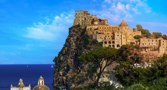 photo of Italy, scenic medieval Aragon castle, Aragonese Castle om Ischia island near Naples.