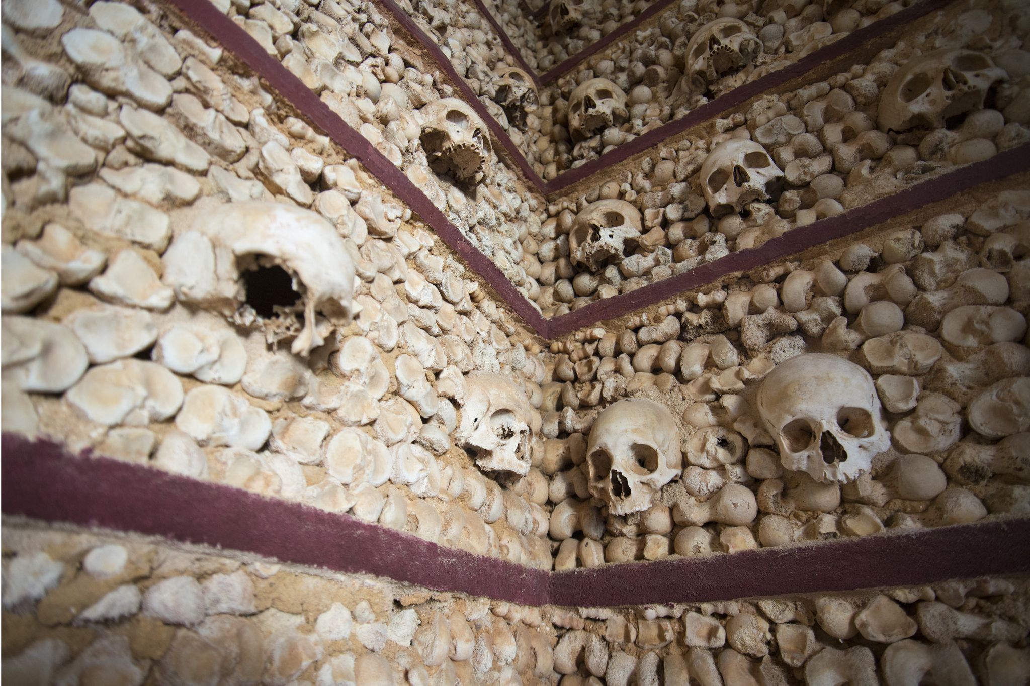 the capela dos ossos at the Igreja do Carmo in the old town of Faro at the east Algarve in the south of Portugal in Europe.