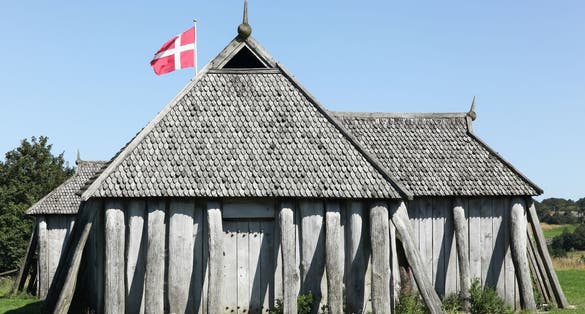 Photo of Viking house in Fyrkat, Hobro, Denmark.