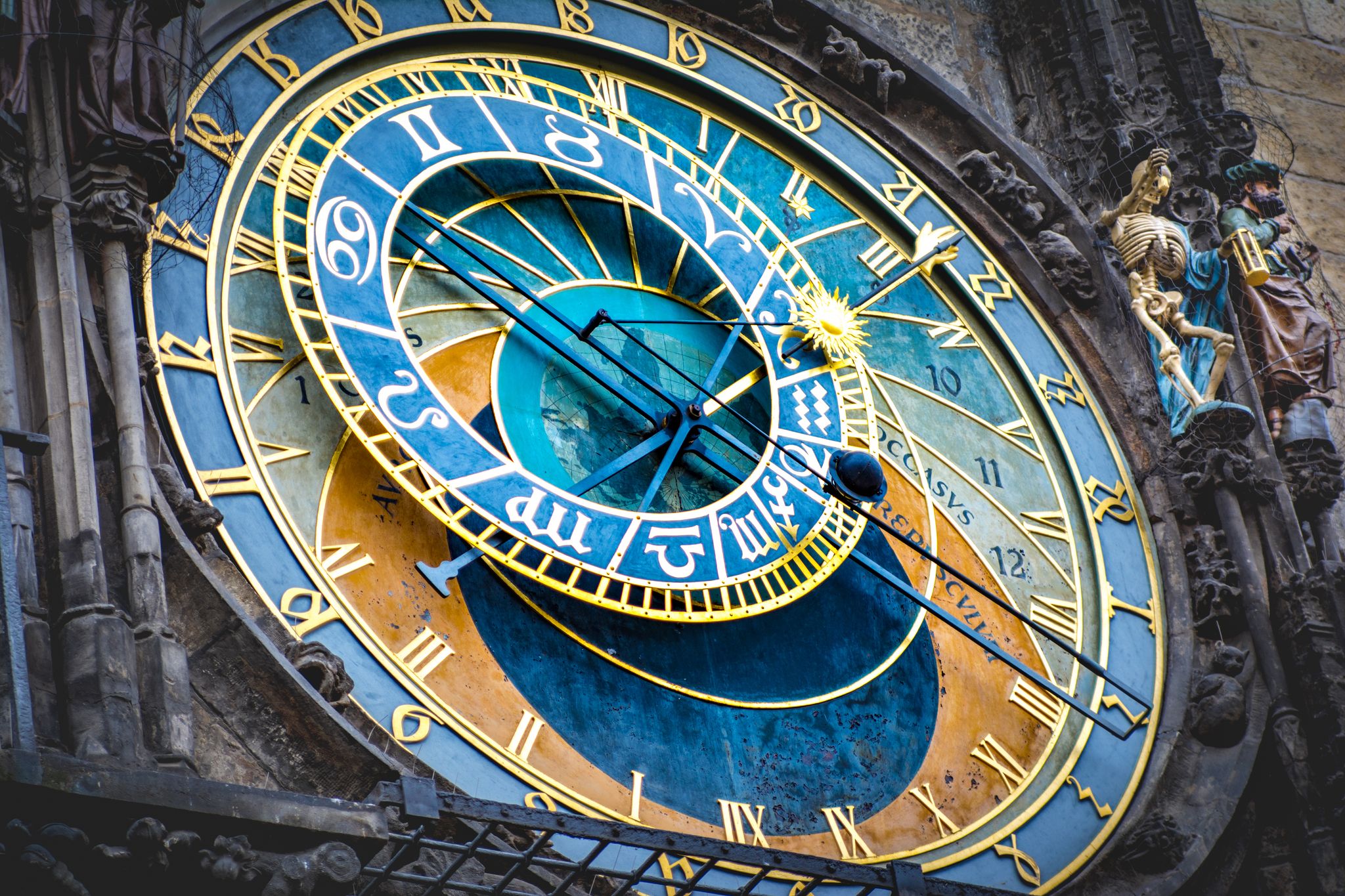 Photo of a close up to Prague Astronomical clock in old town square.