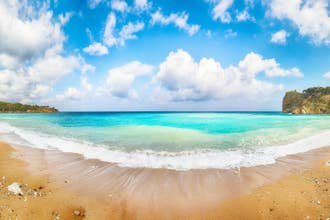 Photo of amazing seascape of Guidaloca Beach near Castellammare del Golfo. Popular travel destination.