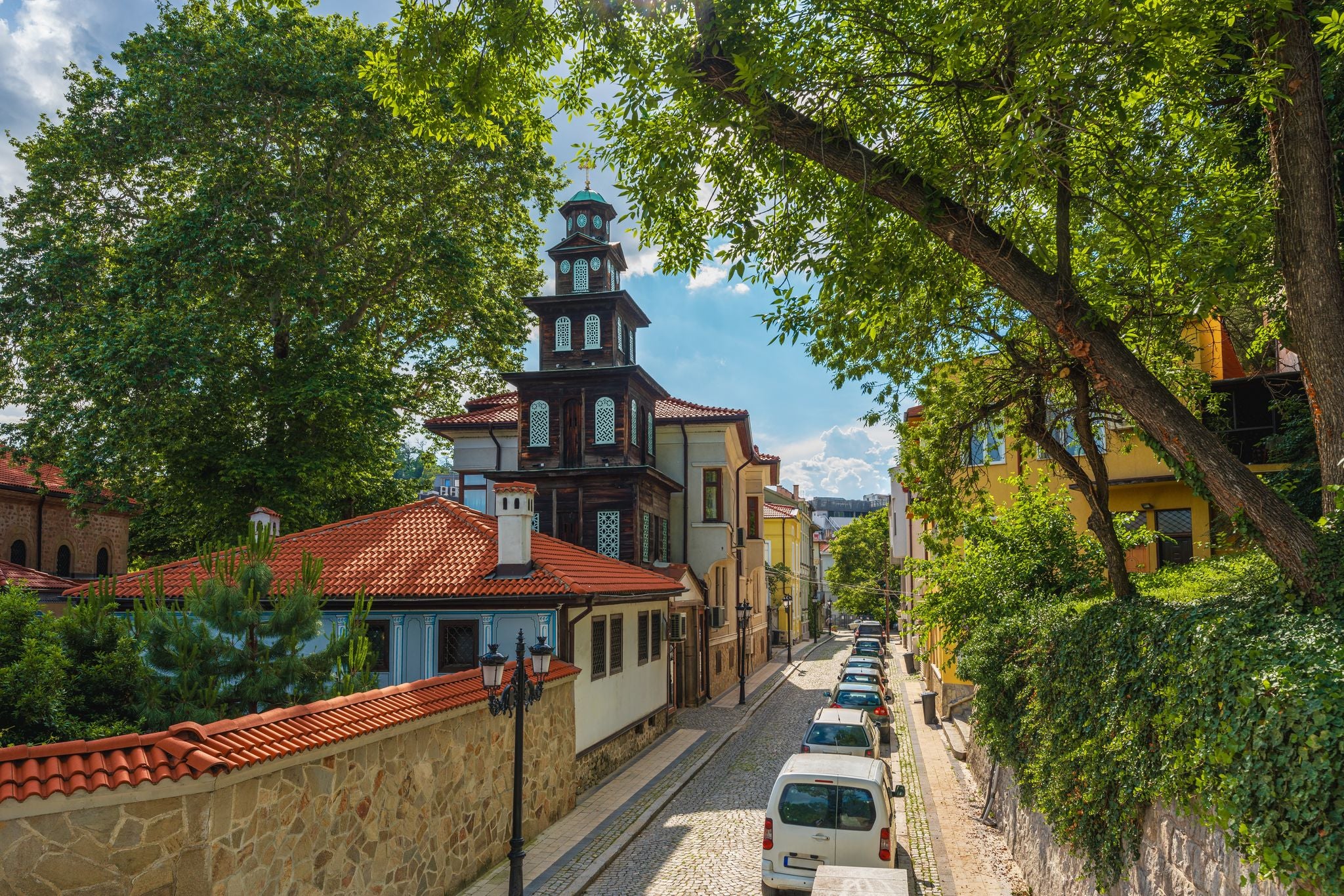 Photo of aerial view of Plovdiv, Bulgaria.