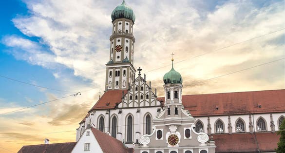 photo of view of Famous Evangelisch Saint Ulrich church in Augsburg Germany.