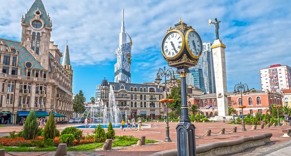 Photo of cityscape with beautiful architecture. Europe square in Batumi.