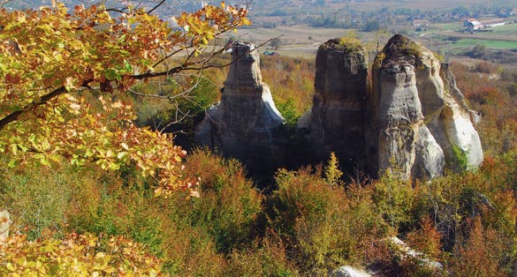 Photo of Autumn day at geological formation Grădina Zmeilor,Sălaj county,Romania .
