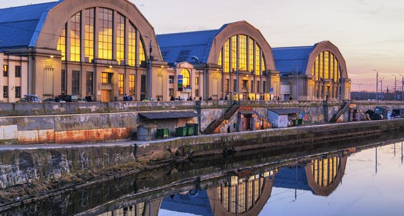 photo of riga central market, is Europe's largest bazar using old german zeppelin hangars.
