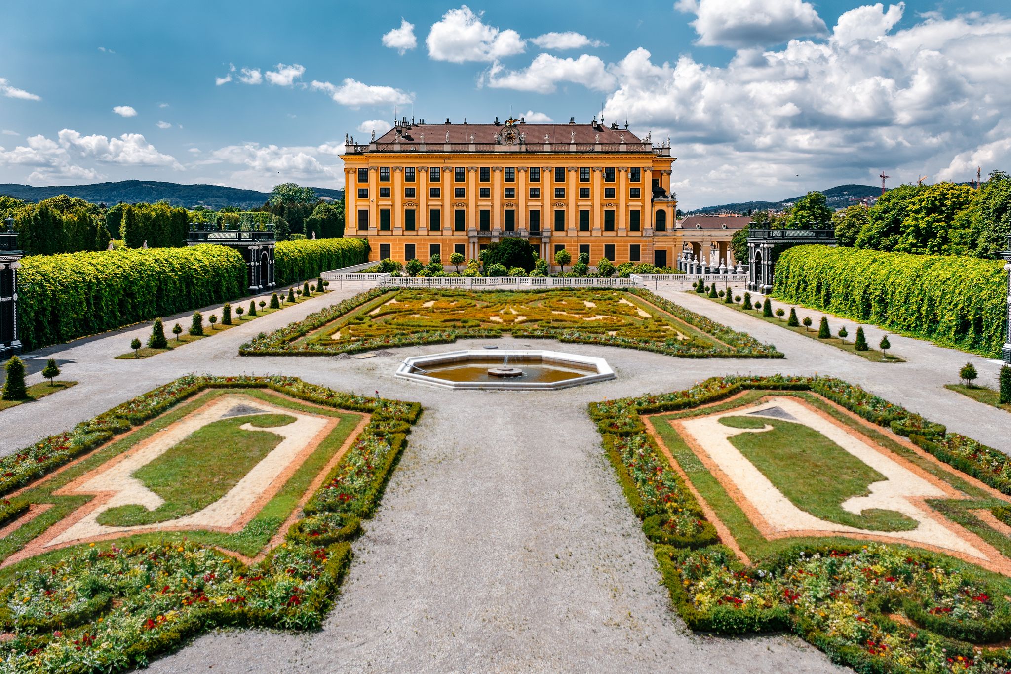 Photo of beautiful view of Schonbrunn Palace in Vienna, Austria.