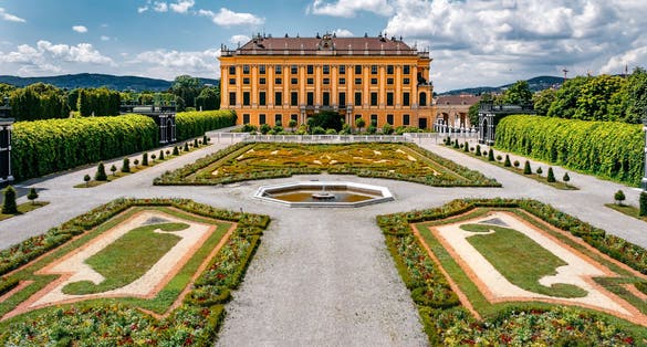 Photo of beautiful view of Schonbrunn Palace in Vienna, Austria.