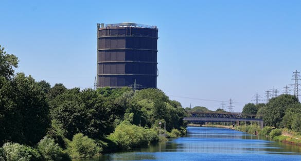 Photo of exhibition hall in the Gasometer in Oberhausen, Germany.
