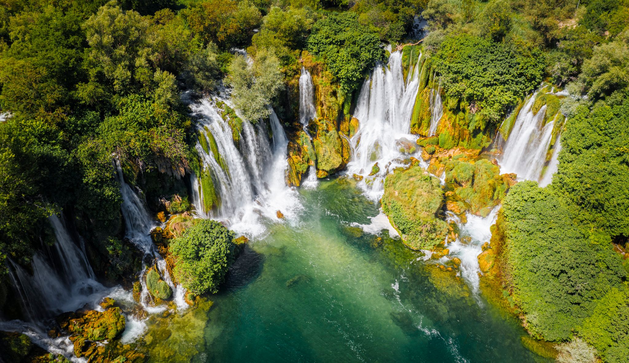 Photo of aerial view of Kravica Waterfalls (Vodopad Kravica), Bosnia and Herzegovina.