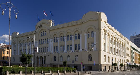 Town hall, city administration house in Banja Luka, Bosnia and Herzegovina