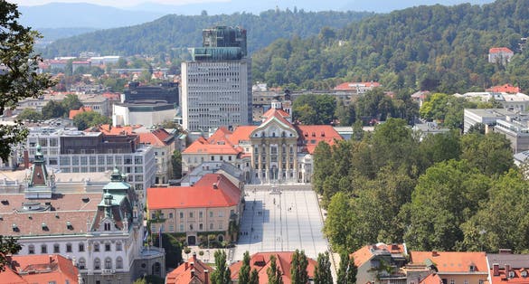 Photo of Congres Square in ljubljana city capital of Slovenia In Europe.