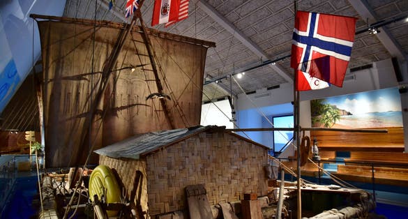 Kon-Tiki, on display inside the Kon-Tiki Museum, Oslo