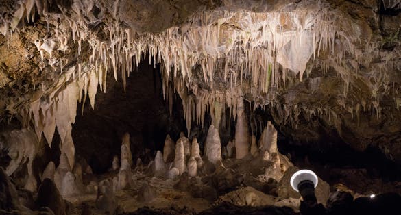 Photo of VAZEC, SLOVAKIA - NOVEMBER 25: Stalagmites and stalactites in Vazecka cave on November 25, 2018 in Vazec .