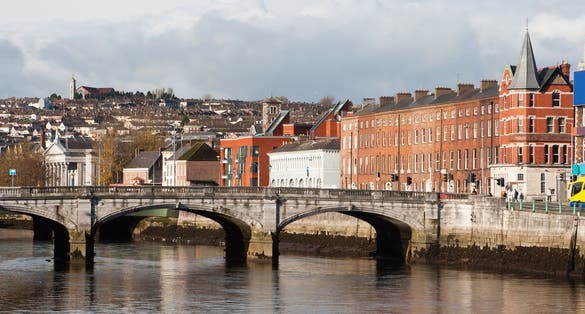 photo of view of Cork, Ireland. The north channel River Lee and St Patrick's Bridge, Cork, Irland.