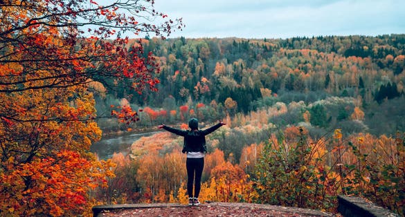 autumn morning Latvian girl portrait. Latvia, sigulda.