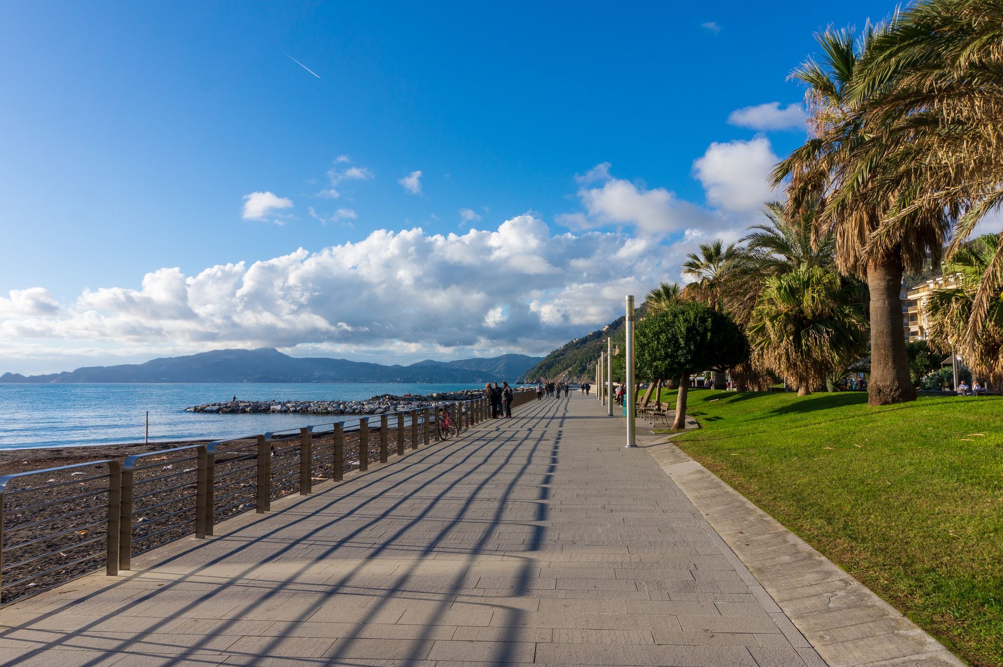 view of seafront in Chiavari town, Liguria, Italy