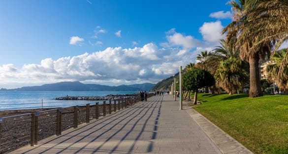 view of seafront in Chiavari town, Liguria, Italy