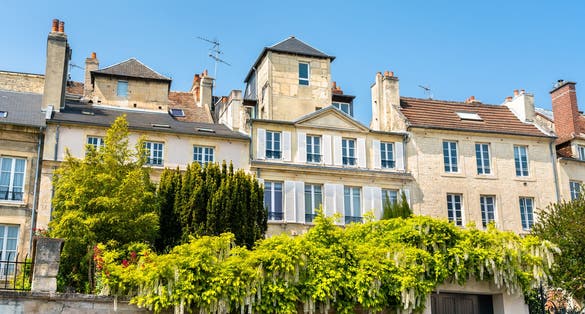 Photo of typical french buildings in Caen, France.