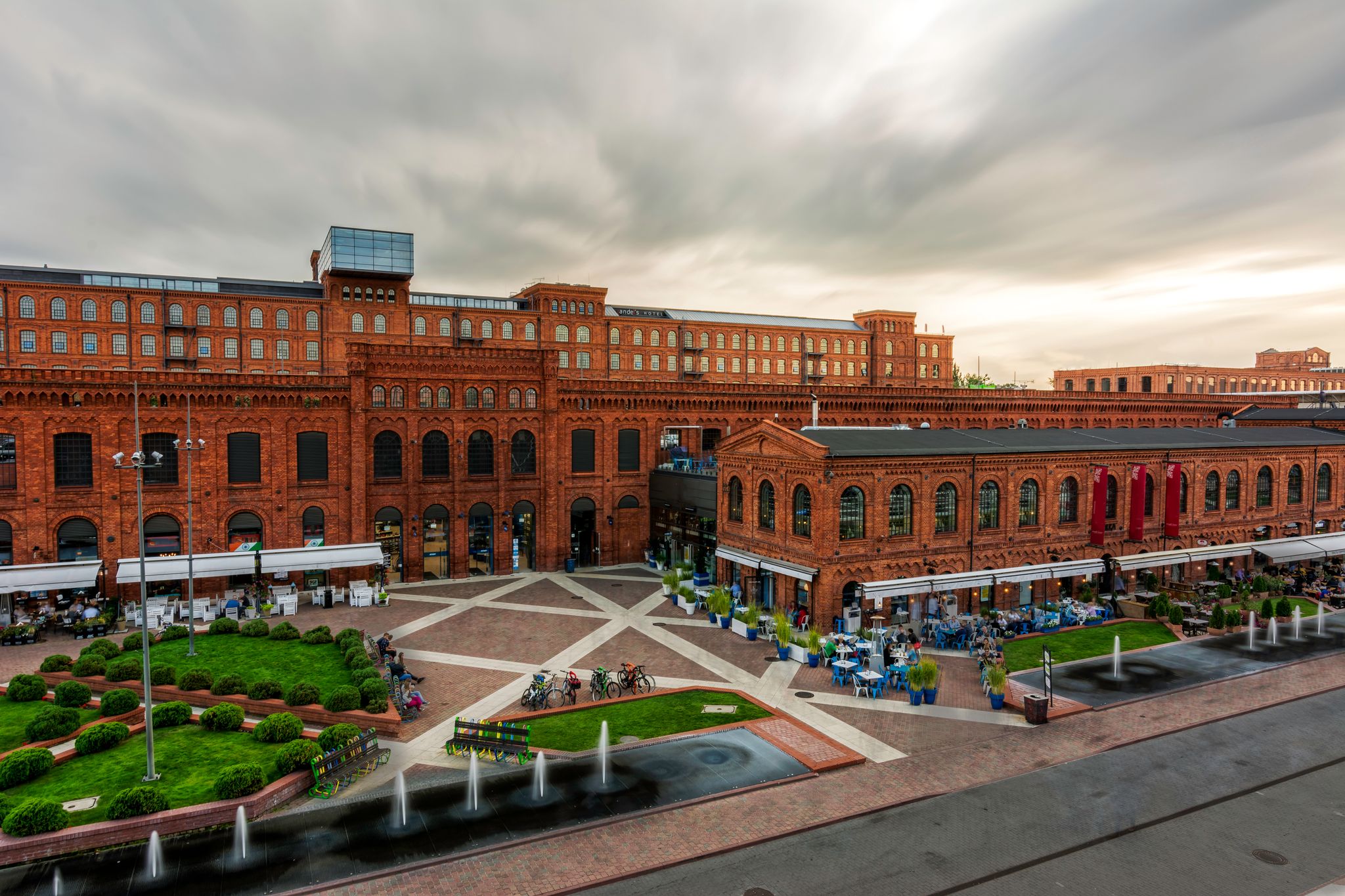Photo of Manufaktura in Lodz at the sunset time, Poland.