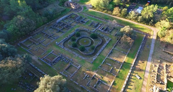 photo ofAerial drone photo of archaeological site of Ancient Olympia birthplace of the world famous Olympic games, Peloponnese, Greece.