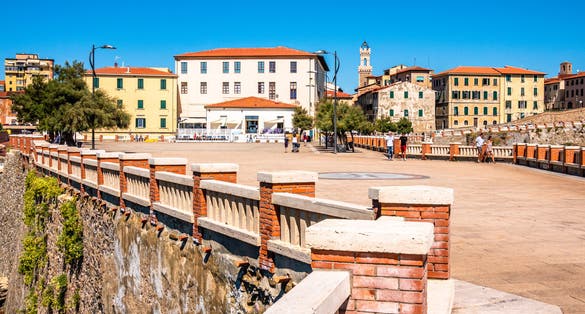 Photo of famous old town of Piombino in Italy.