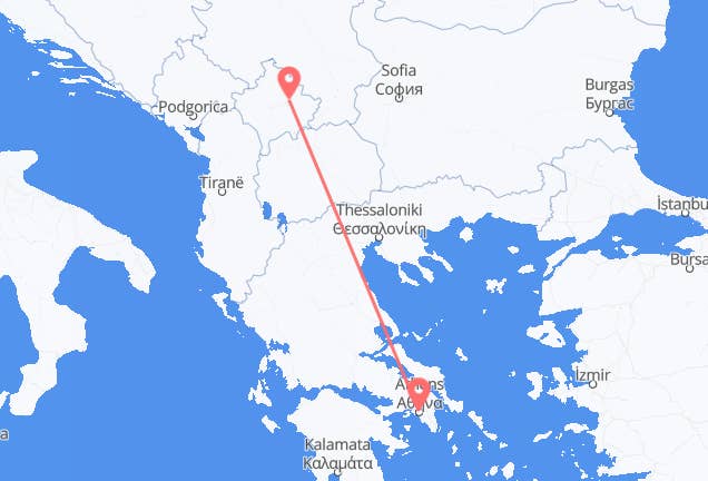 Athens to Pristina