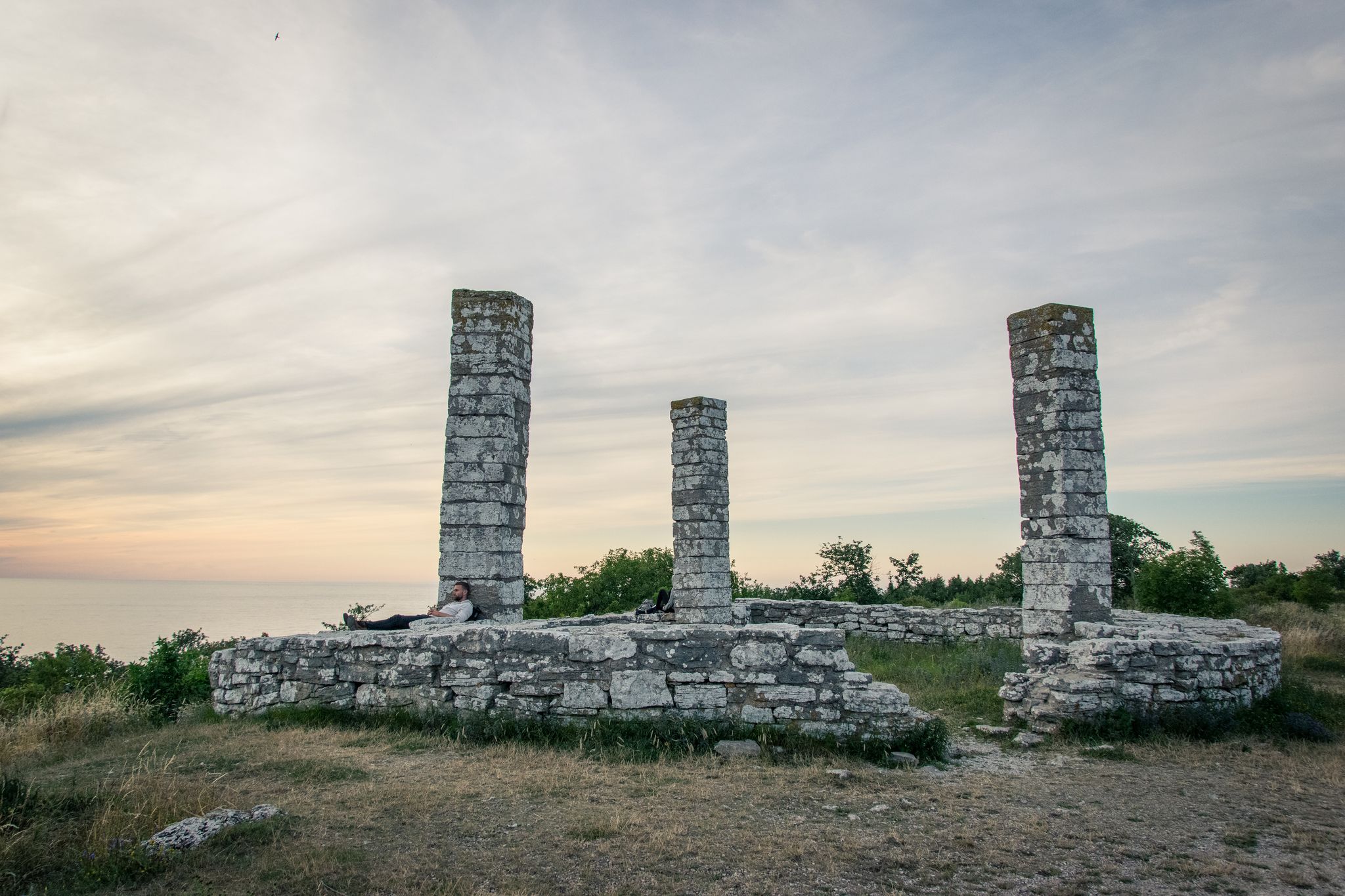 photo of a tourist at Galgberget in Visby, Gotland Sweden.